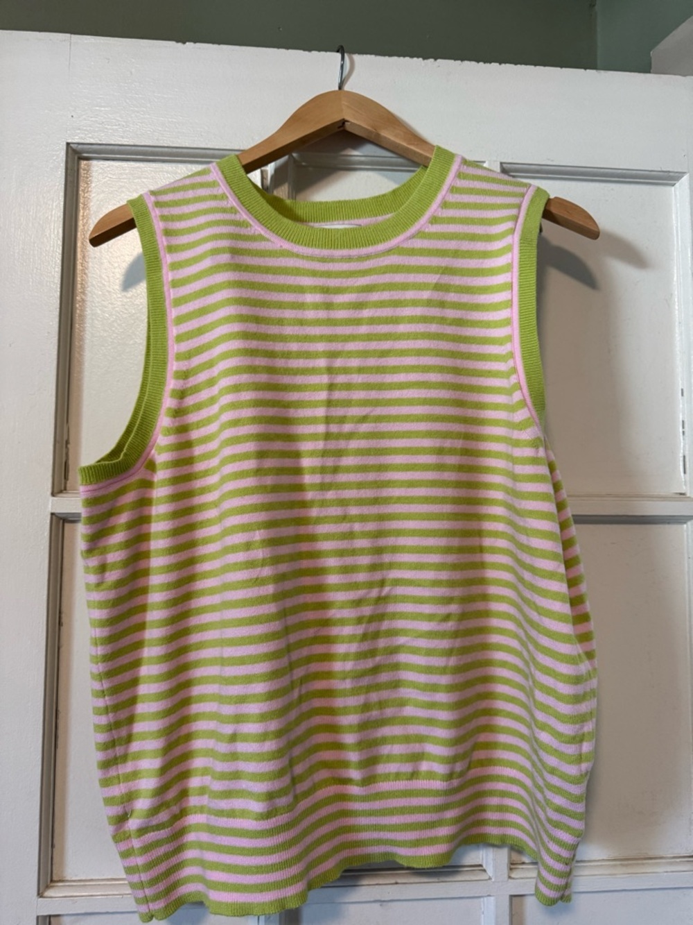 Striped Sleeveless Knit Top in Lime & Pink